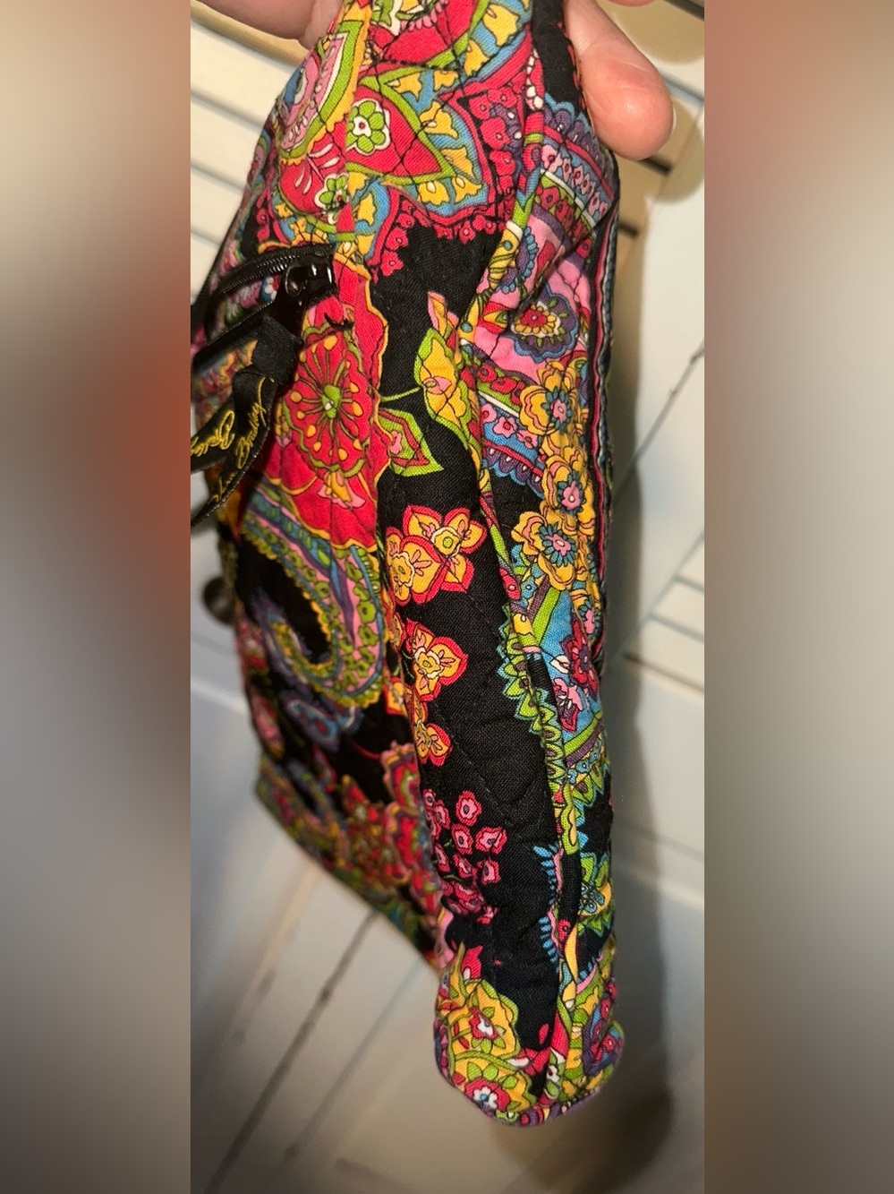 Vera Bradley Boho Floral Paísley Quilted Crossbody Bag Pink Black Travel Purse - Picture 8 of 8